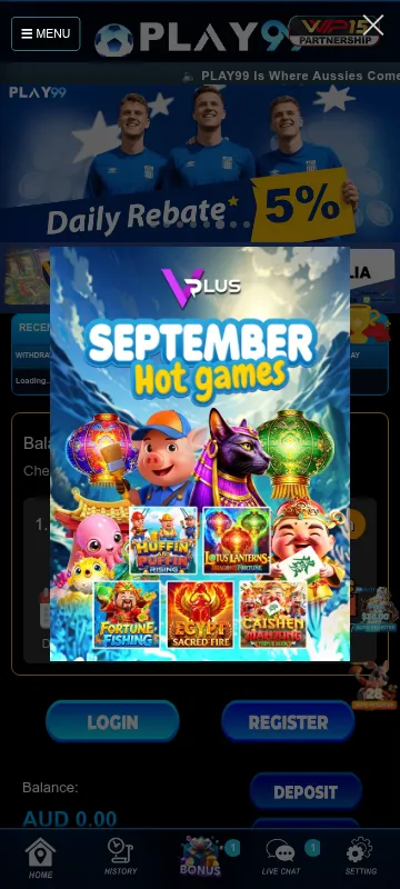 Play99 Casino mobile platform